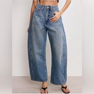 Good American Extreme Barrel Jeans Indigo966 High Rise Loose Fit Denim Size 6